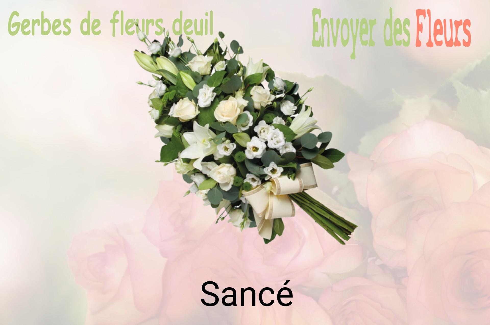 Gerbe de fleurs de deuil livrée à Sancé